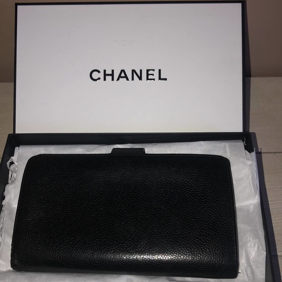 Chanel Authentic Black Long Wallet Caviar Skin - Picture 4 of 10